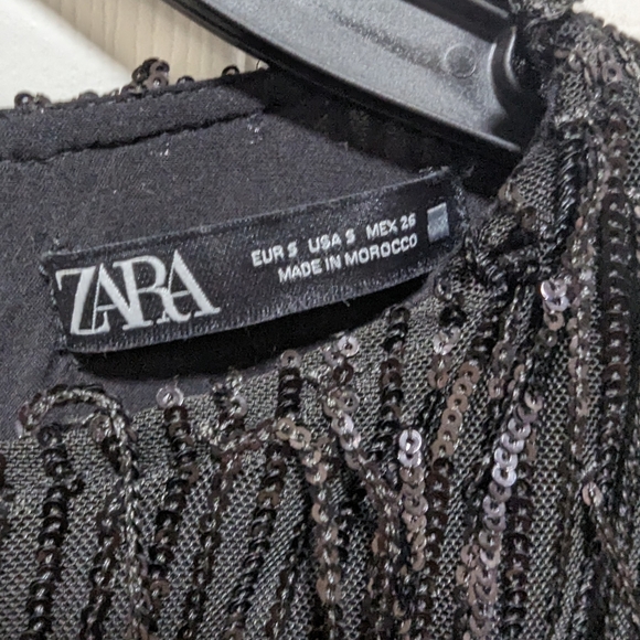Zara black sequins fringe dress - Picture 3 of 3